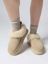 Enkellaarsjes Met Platformzool Uit Leder Ugg Beige women 1171393-vue-porte